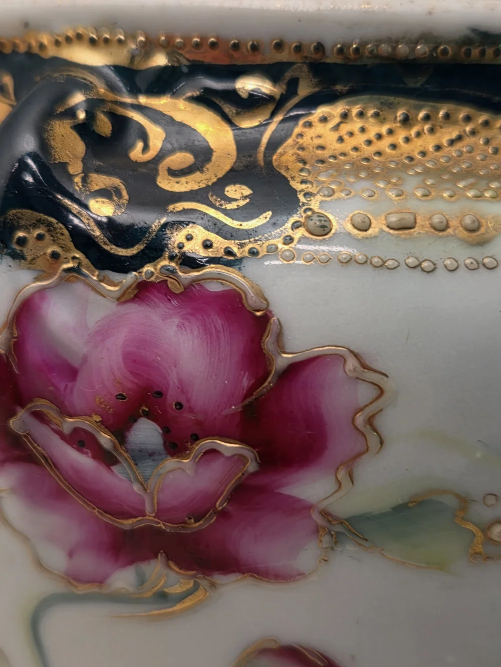 Antique 1891 Morimura Nippon Footed Planter Vase Pre-Nippon Maple Leaf